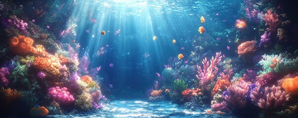 Obraz premium Underwater exploration of vibrant coral reef ecosystems ocean depths nature photography aquatic environment serene viewpoint biodiversity concept