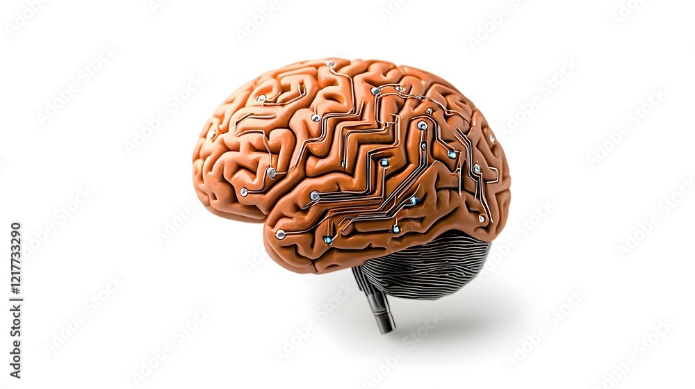 Poster artificial brain model showcasing intricate neural pathways and connections, symbolizing intelligenc