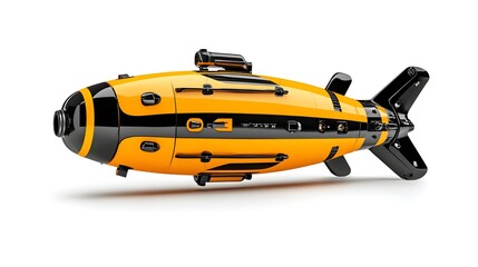 Compact yellow submarine with sleek design and advanced features, suitable for underwater exploration and marine research.