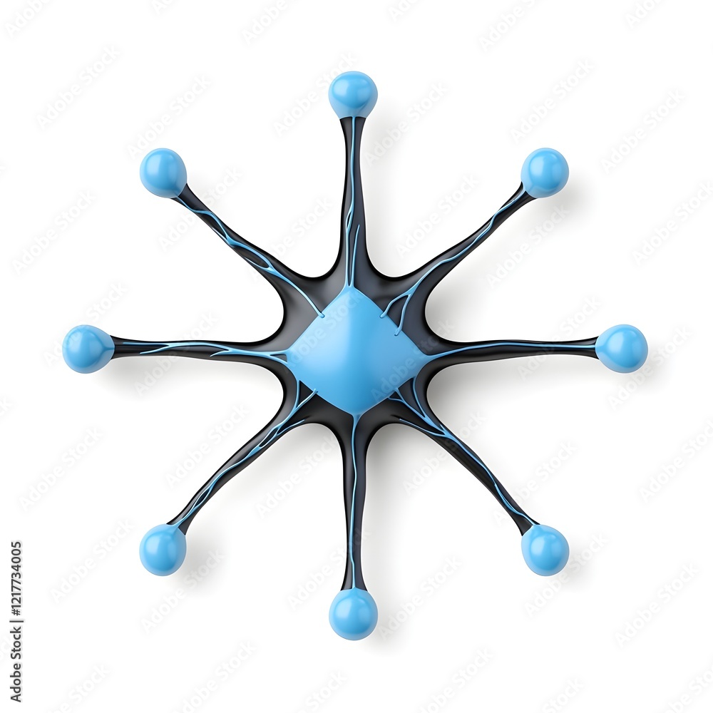 Aufkleber abstract representation of a molecular structure with blue and black elements radiating from a centr