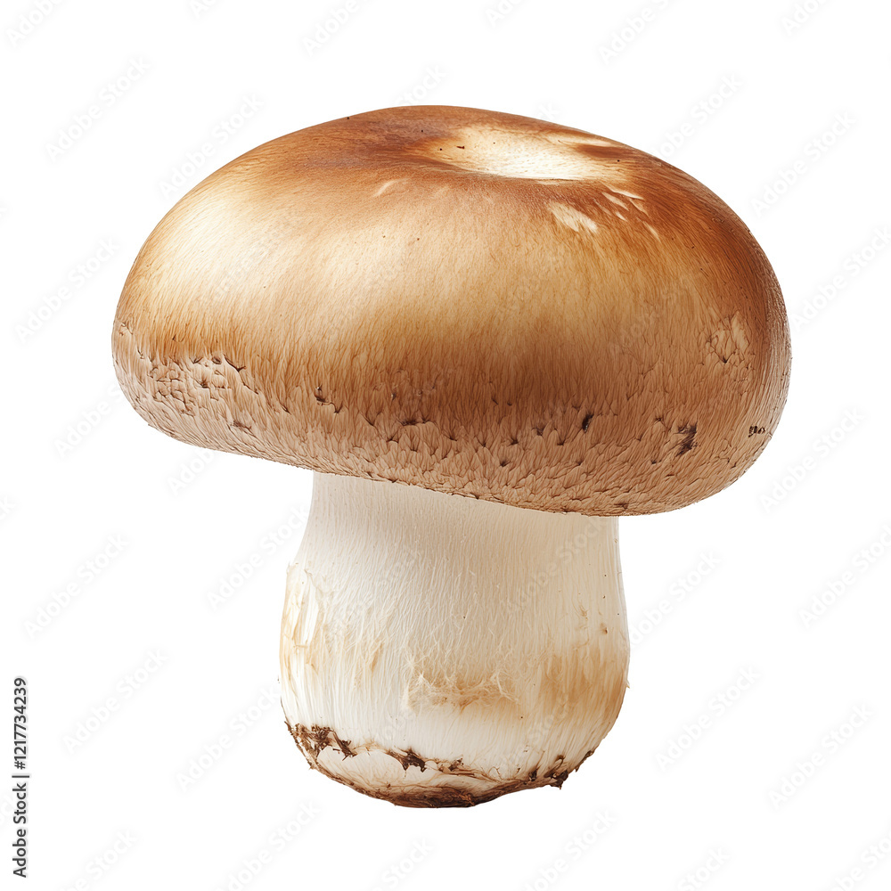 Poster fresh champignon mushroom isolated on a transparent background showcasing its natural color and roun