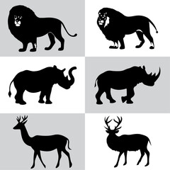 set of animals silhouettes