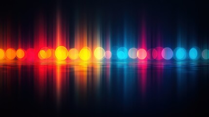 Colorful lights reflecting on wet ground, night, bokeh background, website banner