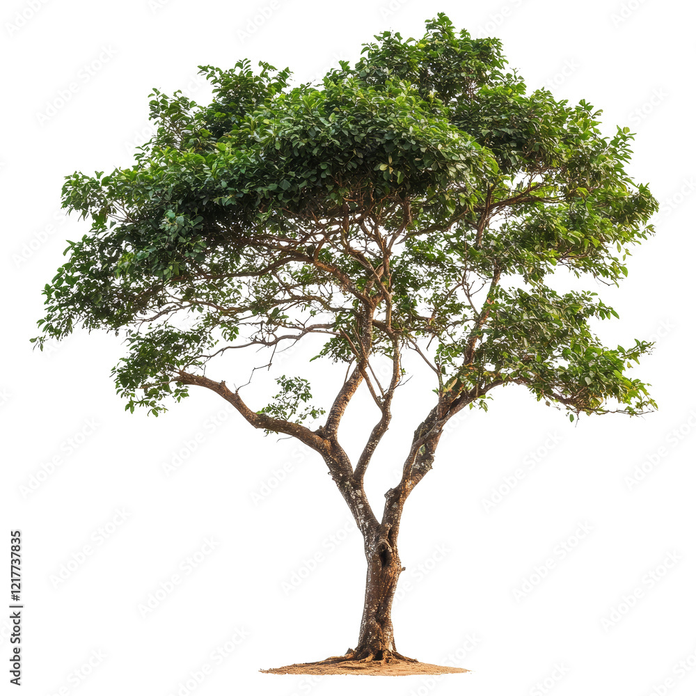Poster a large tree with lush branches standing alone against a clean transparent backdrop, big tree and br