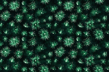 Fototapeta premium Seamless watercolor green fireworks in the sky at night pattern wallpaper