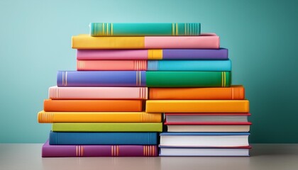 stack of colorful books
