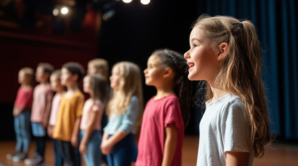 Fototapeta premium Youth and Children Performing on a Theater Stage