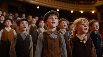 Fototapeta premium Youth and Children Performing on a Theater Stage