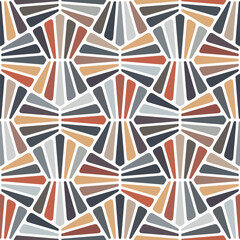 Seamless geometric pattern with a fractal mosaic design of multicolored geometric elements on a white background. Contemporary retro style. Abstract vector illustration.
