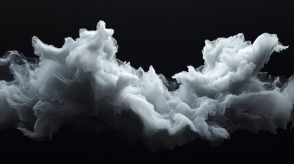 isolated fluffy clouds shaped like abstract sculptures, floating in a vast black void, illuminated by subtle rim lighting