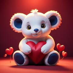 Naklejka premium Happy valentine's day card design with teddy bear and hearts