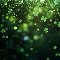 Obraz premium St. Patrick's Day clover confetti with green bokeh