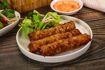 Fried Vietnamese spring roll with special sauce