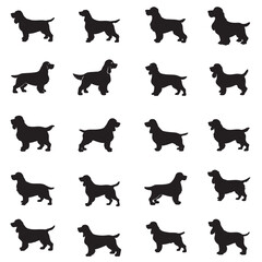 A set of cute dog vector silhouette