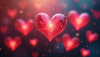 Vibrant Red Heart Wallpaper Creates Festive Celebratory Atmosphere