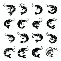 A set of shrimp icon vector concept illustration