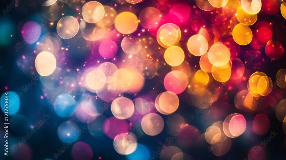 Aufkleber abstract colorful bokeh lights in vibrant hues creating a festive atmosphere.