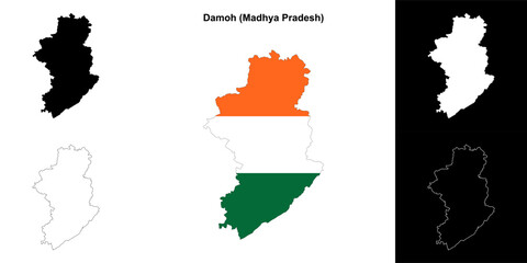 Damoh district (Madhya Pradesh) outline map set
