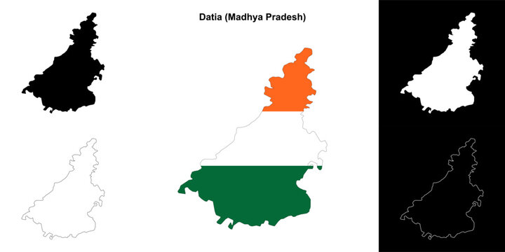 Datia district (Madhya Pradesh) outline map set