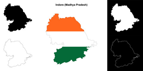 Indore district (Madhya Pradesh) outline map set