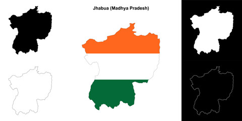 Jhabua district (Madhya Pradesh) outline map set