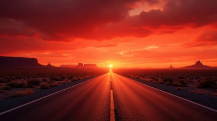 Naklejka premium Desert Highway at Sunset