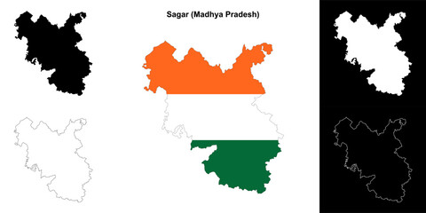 Sagar district (Madhya Pradesh) outline map set
