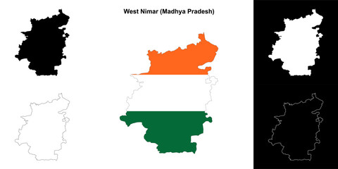 West Nimar district (Madhya Pradesh) outline map set