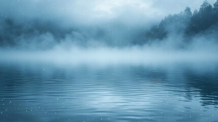 Misty Lake Serenity: A Tranquil Night Scene