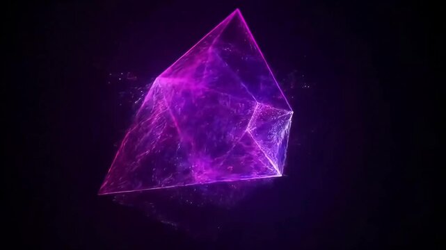 pink blue cube neon geometric frame on black colour background, copy space. High quality FullHD footage