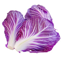 Obraz premium Fresh purple Chinese cabbage on a bright transparent background, showcasing its vibrant colors and intricate leaf patterns, purple chinese cabbage on transparent background
