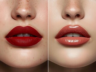 Obraz premium Stunning lip transformation thin lips to fuller pout
