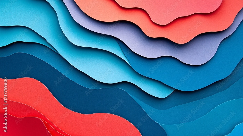 Aufkleber abstract waves of color in shades of red, blue, and purple, creating a dynamic and visually appealin