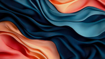 Obraz premium Abstract Draped Fabric in Teal, Peach, and Coral Hues