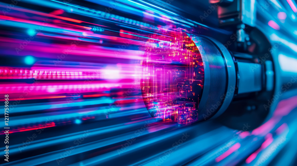 Aufkleber high-tech circuitry in motion: a futuristic abstract of data transfer