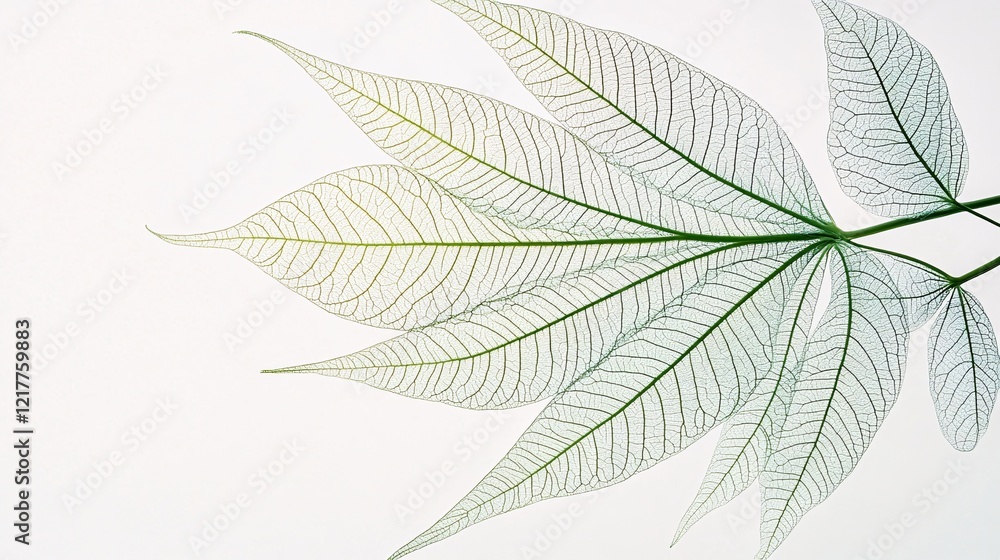 Poster delicate translucent leaves showcasing intricate vein patterns against a soft background.