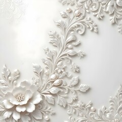 pearl white background with shiny floral