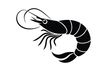 Fototapeta premium Shrimp silhouette vector illustration, Seafood and Ocean