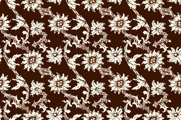 Seamless batik brown and white pattern