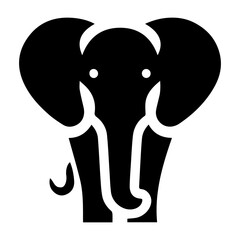 Black and white vector elephant simple logo on a white background.