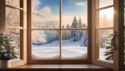 winter landscape with window