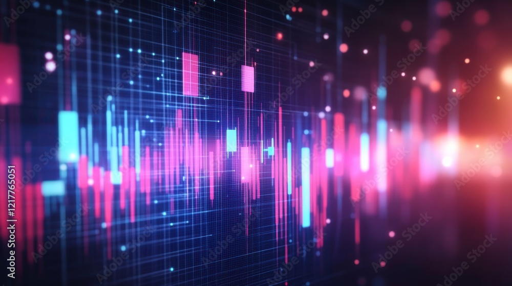 Aufkleber vibrant neon tech display with dynamic grain and noise