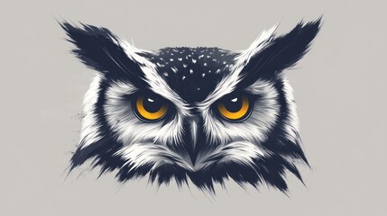 Naklejka premium Owl head on gray background, could be for educational or art purposes