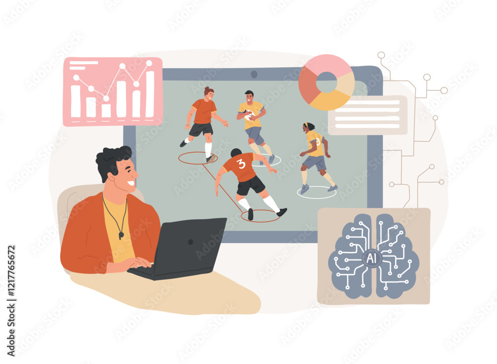 Poster ai-powered game simulations abstract concept vector illustration.