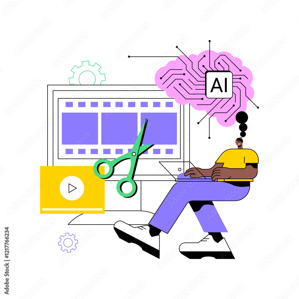 Poster ai-optimized video editing abstract concept vector illustration.