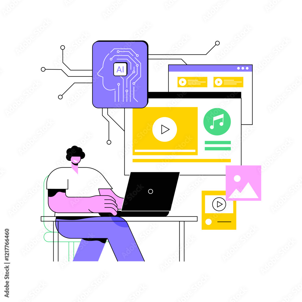 Aufkleber ai-streamlined content creation abstract concept vector illustration.