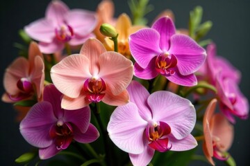 Freshly cut floral arrangement with immortelles, orchids, bouquet, flowers