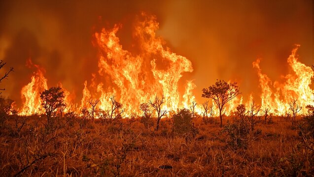 Intense wildfire engulfing South Americas Gran Chaco savanna