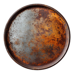 Rusty metal plate isolated on a transparent background showcasing textures and colors indicative of age and wear, rusty metal plate isolated on transparent background