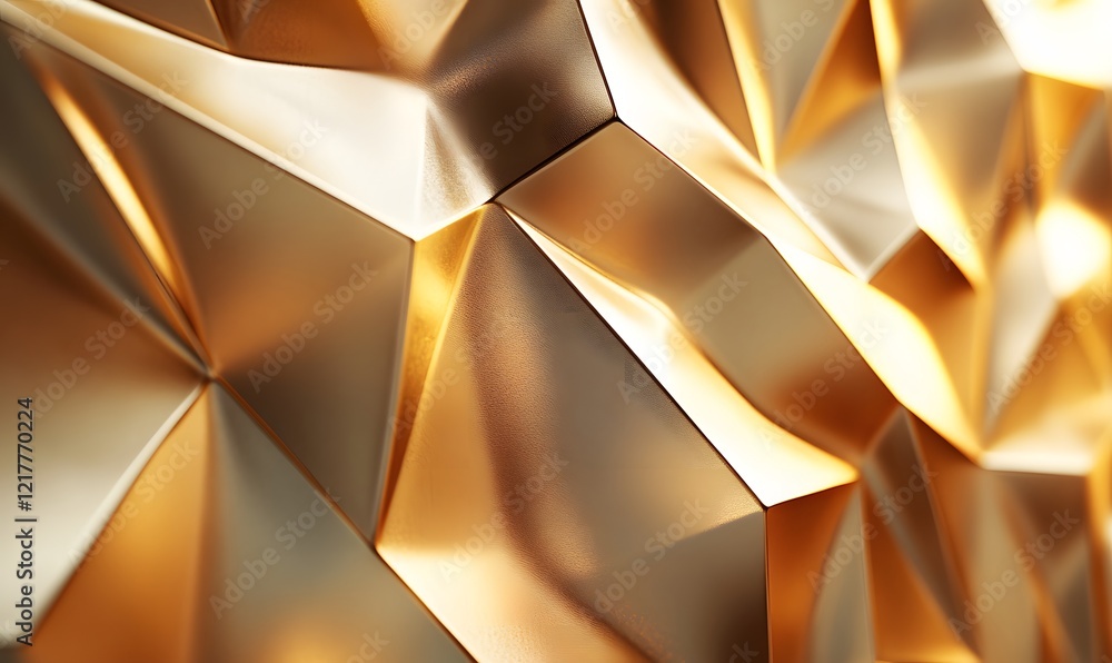 Poster abstract gold geometric pattern with light reflections and sharp angles